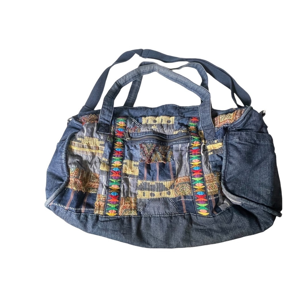 Ecote Vintage blue Jean duffel bag patchwork Urban Outfitters embroidered - Picture 2 of 15